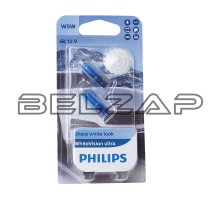 Лампа 12V W5W T10W W2.1x9.5d 4200K блистер (2шт.) White Vision Ultra PHILIPS