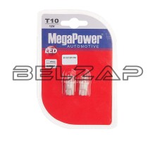 Лампа светодиодная 12V W5W T10 W2.1x9.5d 6000K блистер (2шт.), 10312W-2бл, MEGAPOWER-AUTOMOTIVE