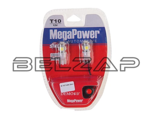 Лампа светодиодная 12V W5W T10 W2.1x9.5d 6000K 5 с тестером блистер (2шт.), арт. 10714W-2блт